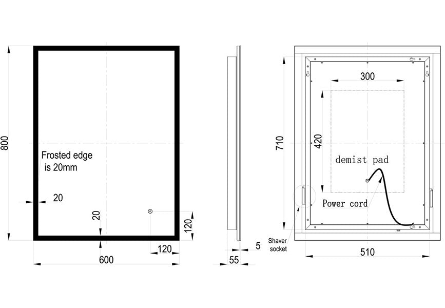 Tabo Gleam Surround-Lit LED Mirror 800 x 600mm