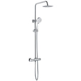 Tabo Marina Chrome Round Thermostatic Bar Mixer Shower with Riser & Overhead Kit
