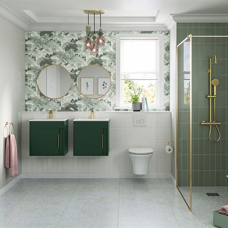 Tabo Elisa Matt Conifer Green Wall Hung 1 Door Basin Units 510mm