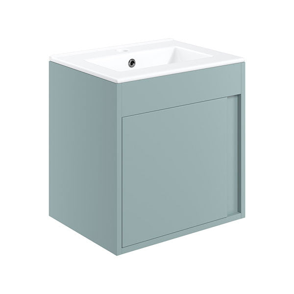 Tabo Elisa Matt Sea Green Wall Hung 1 Door Basin Unit 510mm