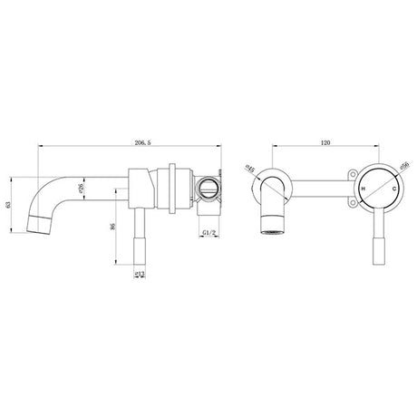 Tabo Hero Brushed Brass Wall Mounted Basin Mixer Tap