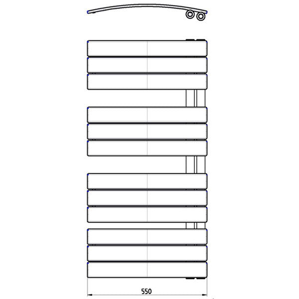 Tabo Spazio Curved Panel Ladder Anthracite Radiator 550 x 1080 x 49mm