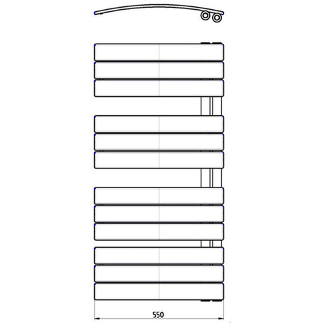 Tabo Spazio Curved Panel Ladder Anthracite Radiator 550 x 1080 x 49mm
