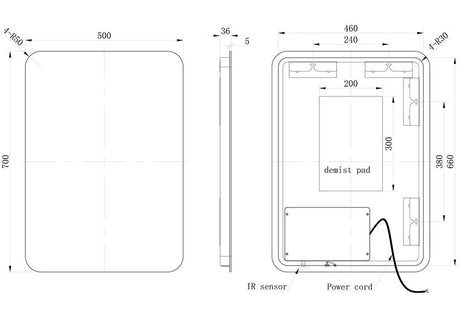 Tabo Glow Back-Lit LED Mirror 500 x 700mm