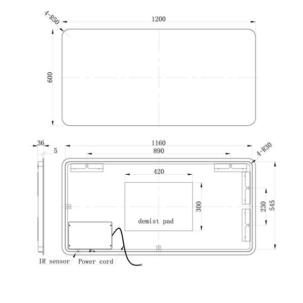 Tabo Glow Back-Lit LED Mirror 600 x 1200mm
