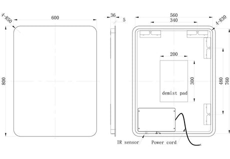 Tabo Glow Back-Lit LED Mirror 600 x 800mm