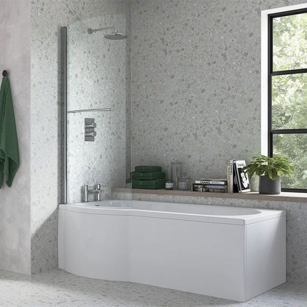Apollo Grange P Shape Supercast Shower Bath Pack 1700 x 850 x 560mm (left hand pictured)