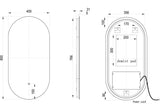 Tabo Venus Obround Back-Lit LED Mirror 400 x 800mm