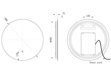 Tabo Venus Round Back-Lit LED Mirror 500 x 500mm
