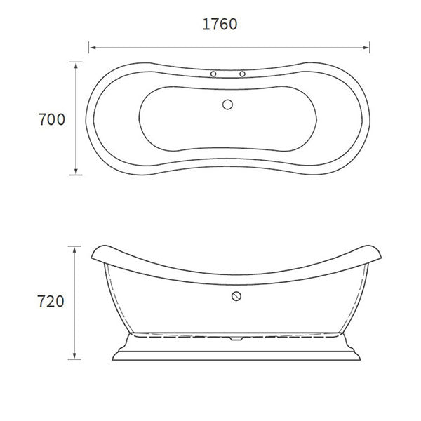 Apollo Highgate Freestanding Bath & Base 1760 x 700 x 720mm