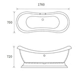 Apollo Highgate Freestanding Bath & Base 1760 x 700 x 720mm