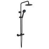 Tabo Marina Matt Black Round Thermostatic Bar Mixer Shower with Riser Kit