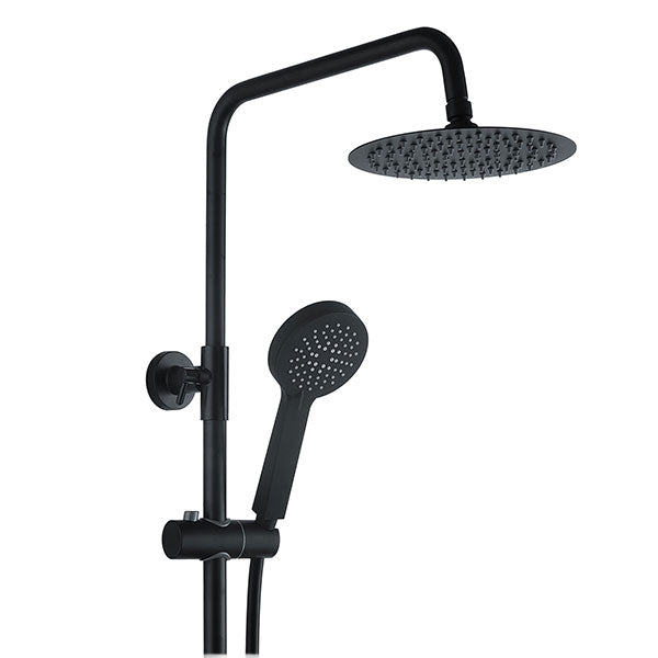 Tabo Marina Matt Black Round Thermostatic Bar Mixer Shower with Riser Kit