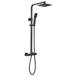 Tabo Matt Black Square Thermostatic Bar Mixer Shower with Riser Kit