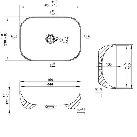 Tabo Quince Grey Marble Effect Washbowl 460 x 330mm