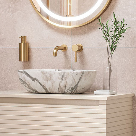 Apollo Nelson White Marble Effect Washbowl 460 x 330mm