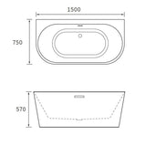 Apollo Newbury Freestanding Bath 1500 x 750 x 570mm
