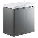 Tabo Magenta Matt Grey Floor Standing 2 Door Cloakroom Basin Unit 800mm