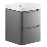 Tabo Magenta Matt Grey Wall Hung 2 Drawer Cloakroom Basin Unit 500mm