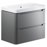 Tabo Magenta Matt Grey Wall Hung 2 Drawer Cloakroom Basin Unit 800mm