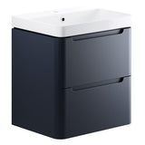 Tabo Magenta Matt Indigo Wall Hung 2 Drawer Cloakroom Basin Unit 600mm