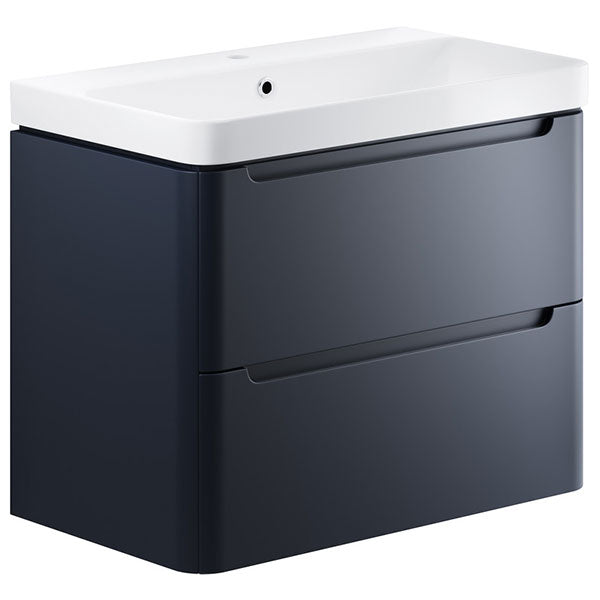 Tabo Magenta Matt Indigo Wall Hung 2 Drawer Cloakroom Basin Unit 800mm