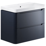 Tabo Magenta Matt Indigo Wall Hung 2 Drawer Cloakroom Basin Unit 800mm
