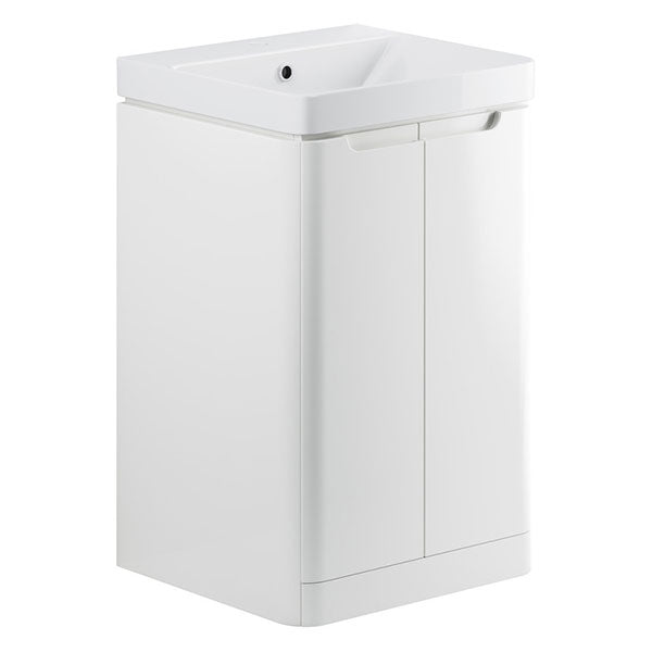 Tabo Magenta White Gloss Floor Standing 2 Door Cloakroom Basin Unit 500mm