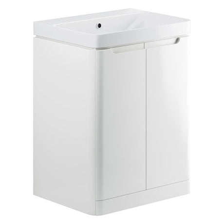 Tabo Magenta White Gloss Floor Standing 2 Door Cloakroom Basin Unit 600mm