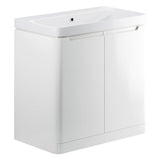 Tabo Magenta White Gloss Floor Standing 2 Door Cloakroom Basin Unit 800mm