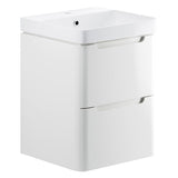 Tabo Magenta White Gloss Wall Hung 2 Drawer Cloakroom Basin Unit 500mm