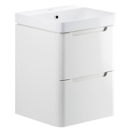 Tabo Magenta White Gloss Wall Hung 2 Drawer Cloakroom Basin Unit 500mm