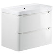 Tabo Magenta White Gloss Wall Hung 2 Drawer Cloakroom Basin Unit 800mm