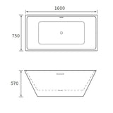 Apollo Paddington Freestanding Bath 1600 x 750 x 570mm