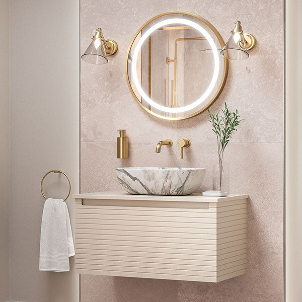 Tabo Rosina Matt Cotton Wall Hung 1 Drawer Basin Unit & Worktop 600mm ...