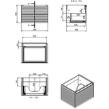 Tabo Rosina Matt Cotton Wall Hung 1 Drawer Basin Unit & Worktop 600mm