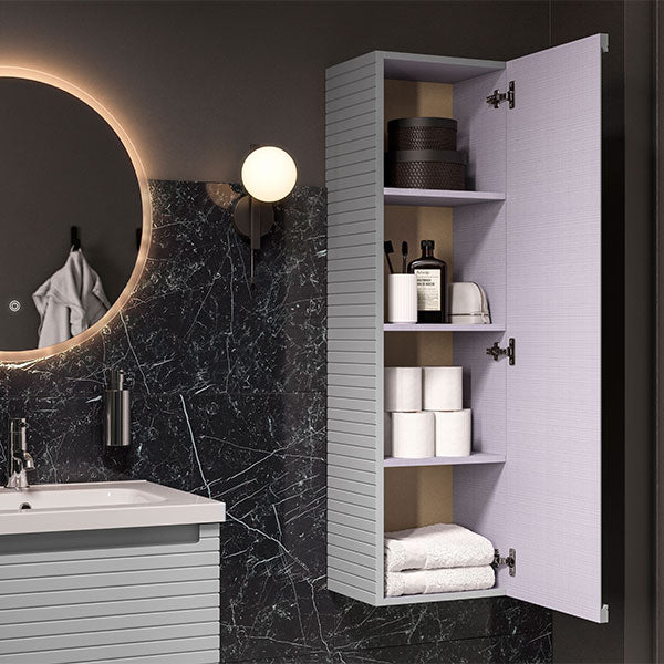 Tabo Rosina Matt Mineral Grey Wall Hung 1 Door Tall Unit 350mm