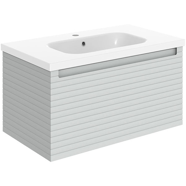 Tabo Rosina Matt Mineral Grey Wall Hung 1 Drawer Unit & Basin 815mm