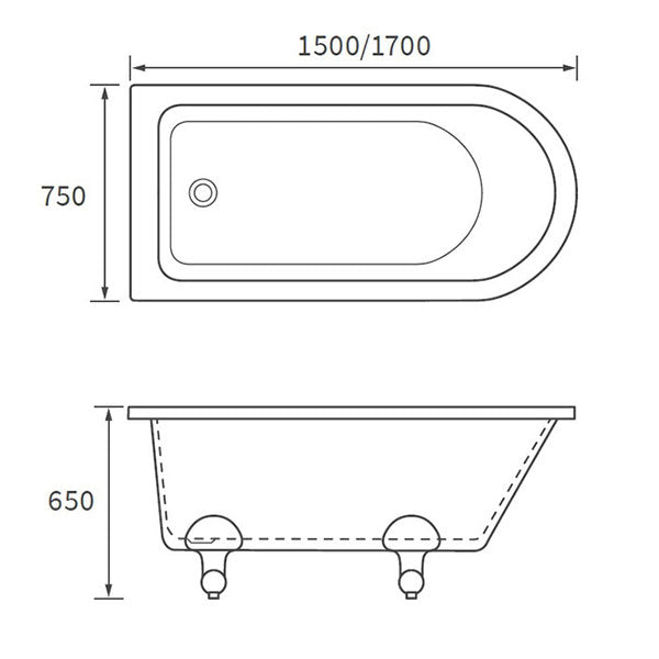 Apollo Westbourne Freestanding Bath 1500 x 750 x 650mm