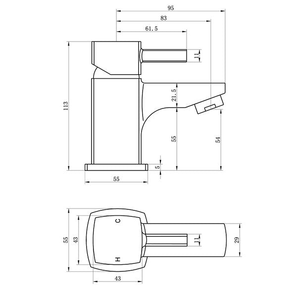 Tabo Fern Cloakroom Basin Mixer Tap & Waste