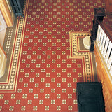 Arundel pattern with Bronte border in Red, Green and Buff