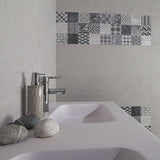 Azulev Basalt Perla Tile (Pictured with Tessuto Perla decor tile)