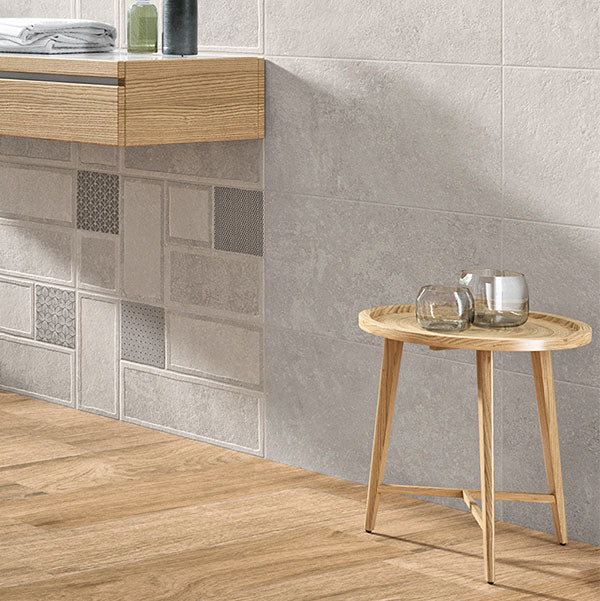 Azulev Cannes Perla Tiles (pictured with Cannes Mix Multicolour Perla tiles)