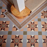 Blenheim pattern in Grey, Buff, Brown, White, Green and Livingstone decorated tile and Simple Border 4