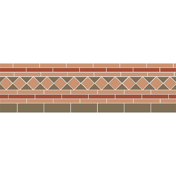 Bronte Border in Red, Green and Buff
