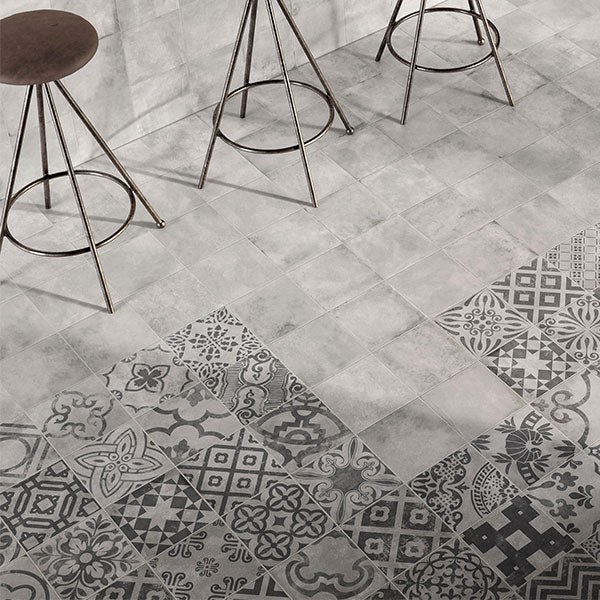 Casalgrande Cementina Grigio Mix Tiles (with Opus Grigio)