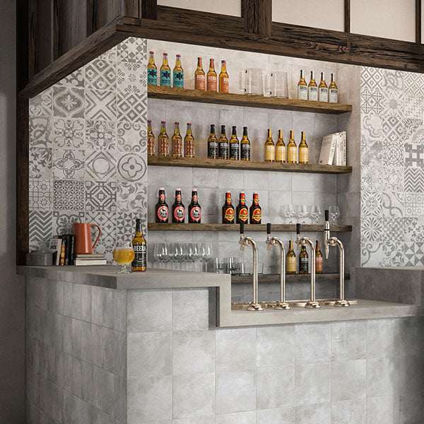 Casalgrande Cementina Grigio Mix Tiles (with Opus Grigio)