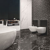 Casalgrande Marmoker Nero Creta (pictured with Marmoker Statuario Grigio)