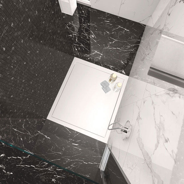 Casalgrande Marmoker Statuario Grigio (pictured with Marmoker Nero Creta)