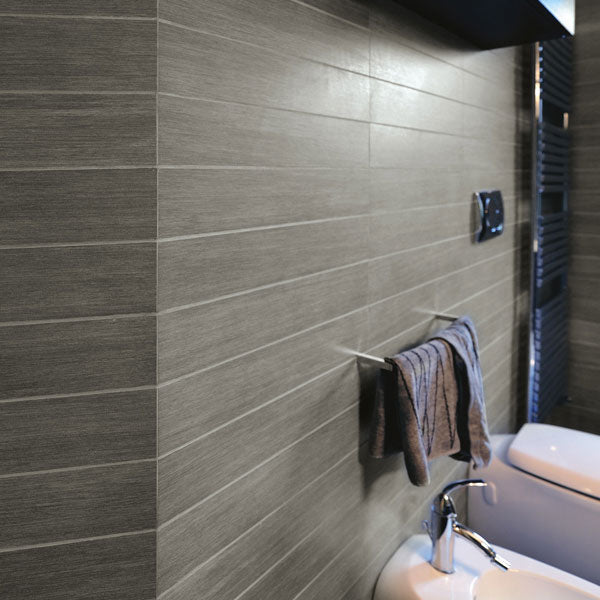 Casalgrande Metalwood Argento tiles (plank format shown)